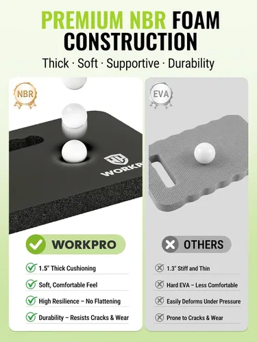 Miniatura 4 de WORKPRO Almohadilla de rodillas extra gruesa, amortiguación de espuma suave para la rodilla, alfombrilla grande de espuma para arrodillarse