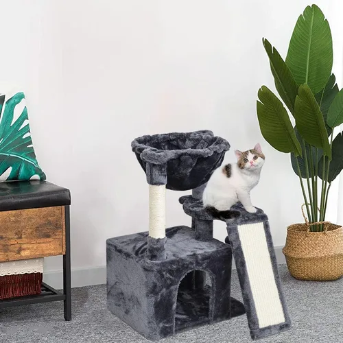Miniatura 2 de SYANDLVY Árbol de gato de 23.62 pulgadas para gatos grandes de interior, torre para gatos con postes rascadores y tabla, muebles modernos de cama