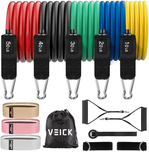 Miniatura 9 de VEICK Bandas de resistencia, bandas de ejercicio, bandas de entrenamiento, bandas de resistencia para entrenar con asas para hombres y mujeres