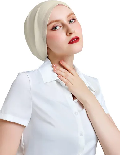 Miniatura 4 de Conjunto de bufanda de hiyab de gasa y gorro interior a juego, Hijab ligero de primera calidad para mujer