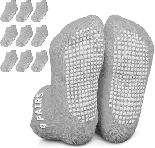 Miniatura 11 de Infinno Calcetines de tobillo antideslizantes para bebé, 9 pares - Calcetines para niños pequeños con agarre para niños, bebés y niñas de 6 a 24