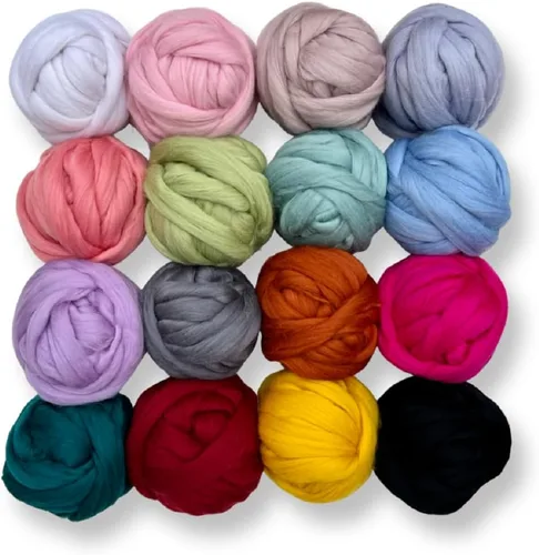 Miniatura 2 de Revolution Fibers Lana Corriedale teñida 8.2 onzas de parte superior de lana peinada de primera calidad 26 micras, 100% lana Corriedale pura