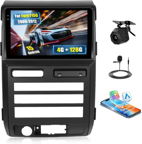 [4+128G] Android 15 Radio de coche estéreo para Ford F150 F-150 2009-2012 con Carplay inalámbrico y Android Auto, radio de coche de 9 pulgadas con