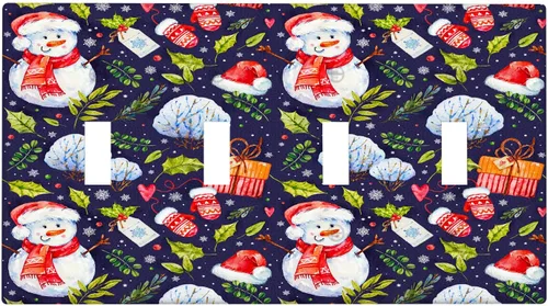 Miniatura 78 de Cubierta de interruptor de luz dúplex de 1 banda, cubierta decorativa de Navidad con copos de nieve rojos, placa frontal decorativa para cocina