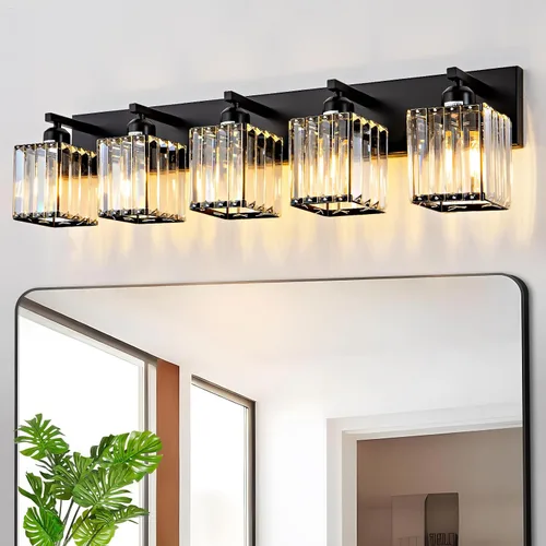 Miniatura 16 de Moderna lámpara de tocador de baño de 3 luces de cristal cromado moderno sobre espejo cromado iluminación de tocador de cristal aplique de pared