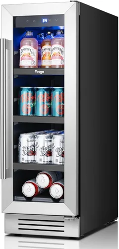 Miniatura 9 de Yeego Refrigerador de bebidas – Mini refrigerador de 100 latas de 15 pulgadas con puerta de vidrio, enfriador de bebidas de 34 a 54 ℉, integrado