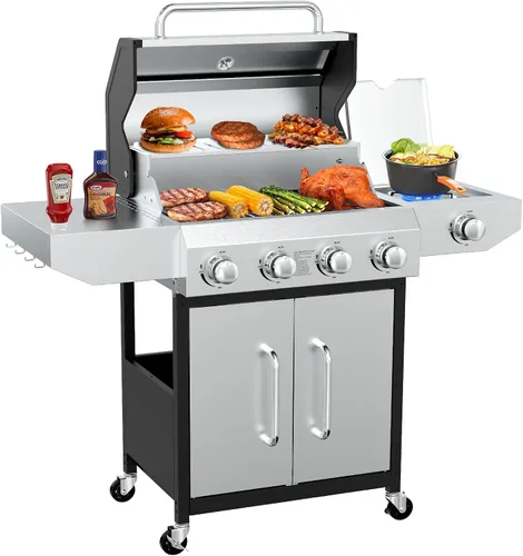 Miniatura 7 de BESTFIRE Parrilla plana de 3 quemadores de 35 pulgadas, parrilla plana de 45,000 BTU para cocinar al aire libre con dos estantes plegables, parrilla