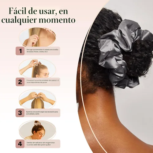 Miniatura 6 de Kitsch Coleteros de satén para mujer, sin arrugas, control de encrespamiento, más suave que la seda para todo tipo de cabello, accesorios elegantes