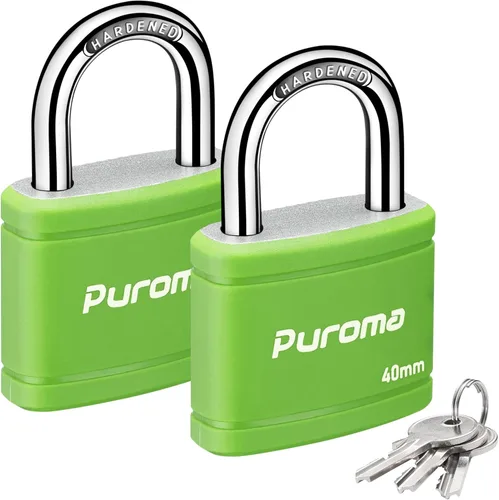 Miniatura 13 de Puroma Candado con llave con 2 llaves iguales, cerradura de casillero de 7/8 pulgadas, cerraduras de alta resistencia para puerta, cerrojo, caja