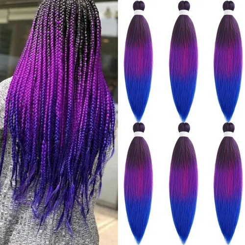 Miniatura 11 de Cabello para Trenzar Naranja Jengibre Pre-Estirado Kanekalo Cabello para Trenzar Pre-estirado 26 pulgadas Extensiones de Cabello Sintético