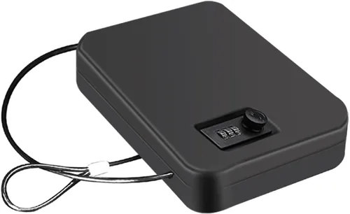 Miniatura 6 de Younion - Caja fuerte para pistolas, portátil, para viajar y llevar en el auto, color negro Cerradura de esfera