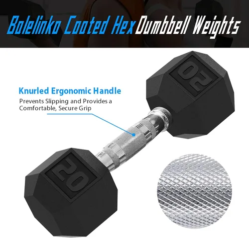Miniatura 3 de Balelinko Rubber Grip Encased Dumbbell Cast Iron Weight with Anti-Slip Handle Dumbbell -Strength Training Equipment - Home Gym Accessories - Full
