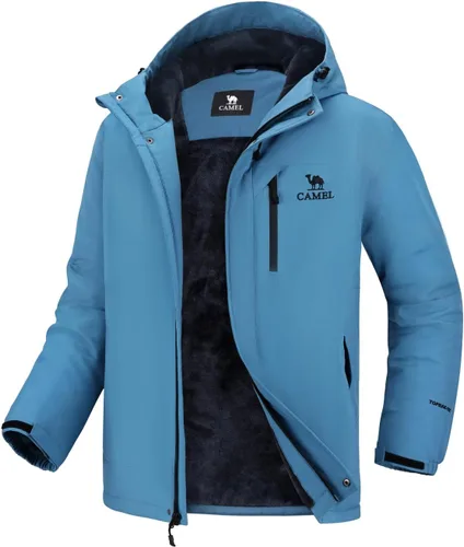 CAMEL CROWN Chaqueta de esquí para hombre, impermeable, abrigo de nieve de invierno, resistente al viento, forro polar cálido, con capucha, parka