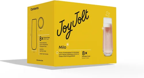 Miniatura 9 de JoyJolt Milo Copas de Champán Sin Tallo Juego de 8 Copas de Cristal. Flauta de Vino Prosecco de 9.5oz, Copas de Mimosa, Juego de Copas de Cóctel