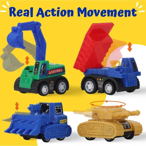 Miniatura 5 de Juego de 36 piezas de juguetes de autos y camiones – Mini vehículos de bolsillo, aviones de combate, construcción, autos de carreras y juguetes