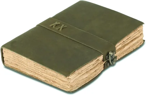 Miniatura 17 de Diario de cuero vintage hecho a mano de búfalo no rellenable con papel de borde irregular – Diario encuadernado en cuero para mujeres, hombres
