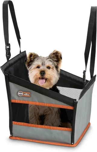 Miniatura 2 de K&H Buckle N Go - Asiento de automóvil para perros pequeños, tela impermeable, laterales de malla transpirable, correa de cinturón de seguridad