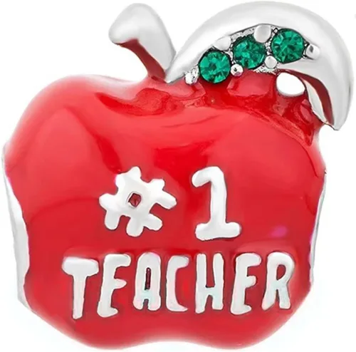 Miniatura 2 de NARTGO Abalorio de manzana para profesor número 1 compatible con pulseras Pandora