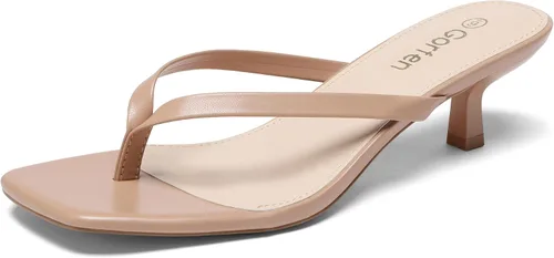 Miniatura 10 de Sandalias de tacón de gatitos para mujer, con puntera cuadrada, sin cordones, sandalias de tacón de 2 pulgadas, sandalias de fiesta, sandalias