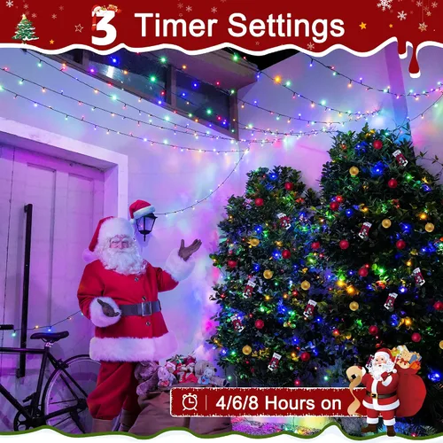 Miniatura 4 de Tira de luces de Navidad para exteriores, 8 modos, multicolor, 394 pies, 1200 LED
