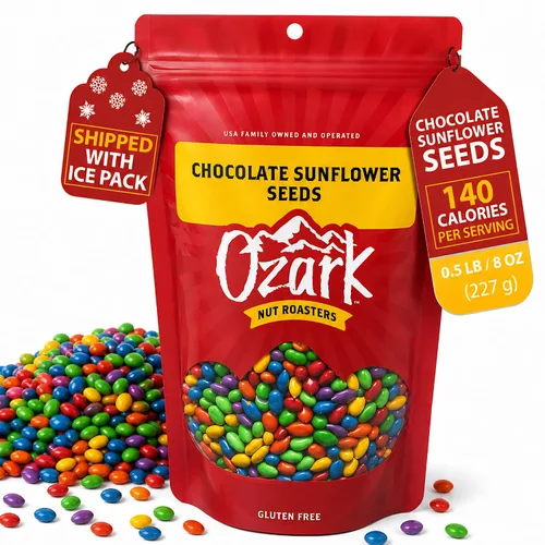 Miniatura 9 de OZARK NUT ROASTERS: Semillas de girasol de chocolate, aperitivos cubiertos de chocolate, semillas de girasol confitadas gourmet de clase mundial