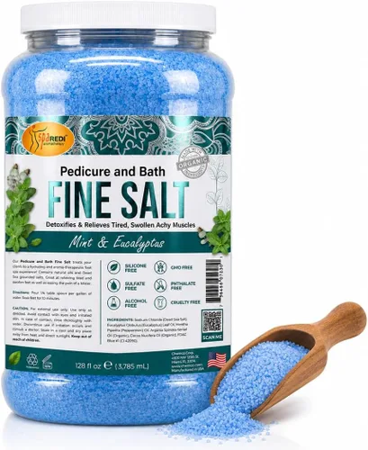 SPA REDI - Remedio de Pies Desintoxicante y Baño con Sal Fina, Menta y Eucalipto, 3.8 L - Hecho con Sales del Mar Muerto, Aceite de Argán, Aceite de