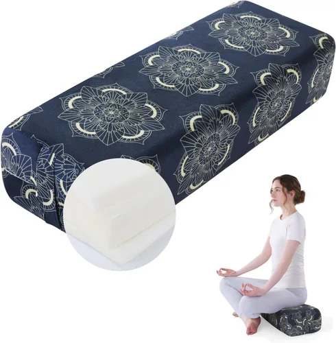 Miniatura 9 de MABOZOO Almohada de yoga, esponja de triple capa, cojín rectangular de yoga con asa de transporte, almohada de meditación con funda lavable para Azul