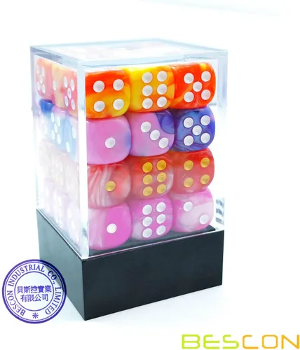 Miniatura 2 de Bescon 0.472 in 6 lados dados 36 en cubo, 0.472 in seis caras Die (36) bloque de dados, efecto Géminis en todos los colores surtidos de flores