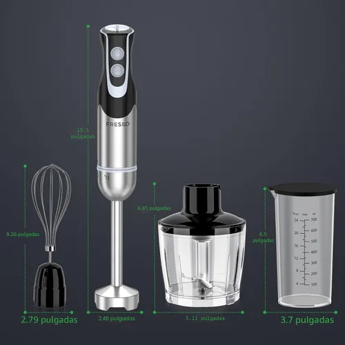 Miniatura 9 de FRESKO Batidora de inmersión de mano, mezclador eléctrico de mano de acero inoxidable con 12 velocidades y modo turbo, potente licuadora de emulsión