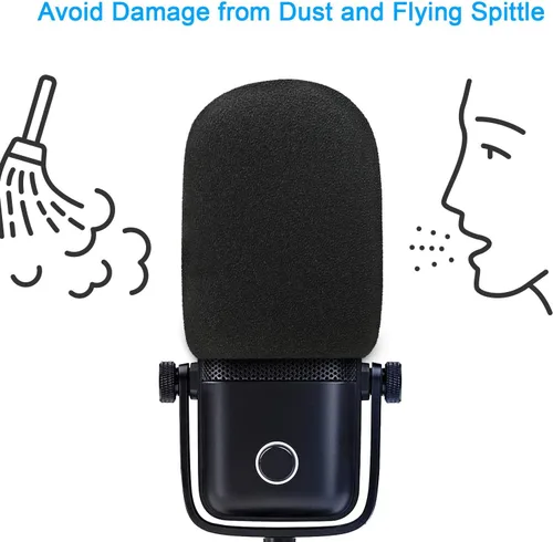Miniatura 2 de Wave 1 Pop Filter - Cubierta de espuma para parabrisas de micrófono profesional compatible con micrófono condensador USB Elgato Wave para reducir