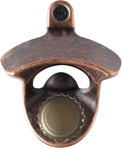Miniatura 23 de Abrebotellas magnético de bronce antiguo para montaje en pared, abridor de tapas de cerveza con tornillos de acero inoxidable retro con imanes