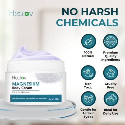 Miniatura 5 de Loción de magnesio – Crema de magnesio calmante pura para relajación, mejor sueño, salud muscular, cuidado de piernas y articulaciones – Mantequilla