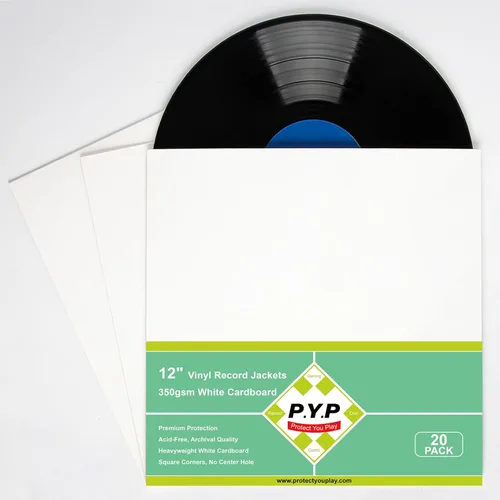 20 unidades de fundas de vinilo LP de 12 pulgadas - Fundas de cartón blanco de 350 g/m², álbum en blanco para fundas exteriores, sin agujero