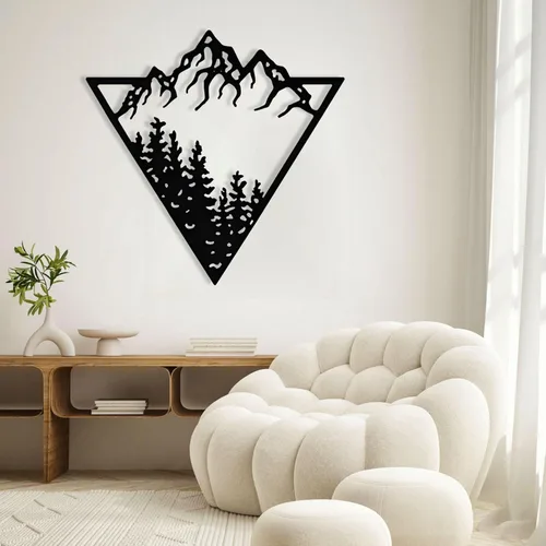 Miniatura 3 de Decoración de pared de metal de montaña y bosque, arte de pared de montaña de metal, arte de pared de grandes montañas, arte de pared de árbol