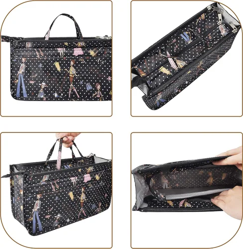 Miniatura 12 de Bolso de mano estilo cartera de Vercord para mujer con organizador incorporado, estampado bien definido, con manijas y cremallera, tamaño 2