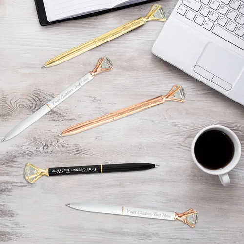 Miniatura 6 de Aolun 10 bolígrafos de diamantes con cristal personalizados a granel, bolígrafo de metal personalizado con nombre grabado, regalos de texto