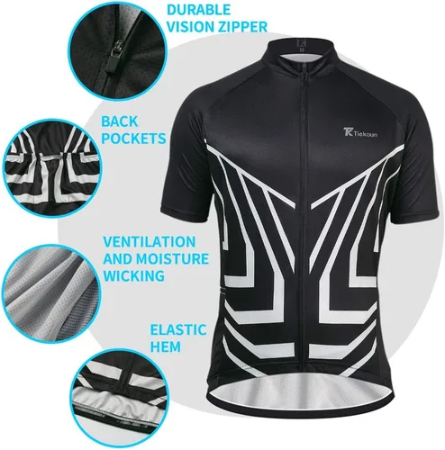 Miniatura 6 de Camisetas de ciclismo para hombre, camisetas de ciclismo de manga corta, chaqueta de bicicleta con cremallera completa