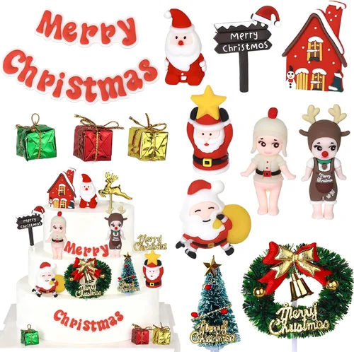 Miniatura 15 de Paquete de 24 Adornos para Cupcakes de Feliz Navidad, Adornos para Cupcakes para Revelación de Género, Adornos para Cupcakes de Árbol de Navidad, 5