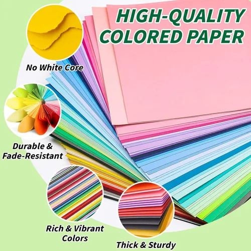 Miniatura 3 de Oleitodh Cartulina de colores a granel 300 hojas, papel de cartulina de 8.5” x 11” 30 colores surtidos papel de construcción, cartulina de 180 g/m²