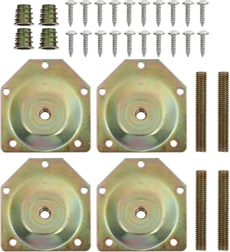 Uonlytech Placas de montaje en ángulo para patas de muebles, 4 piezas, fijador de metal con tornillos de 2.71 x 2.59 pulgadas, placas de fijación