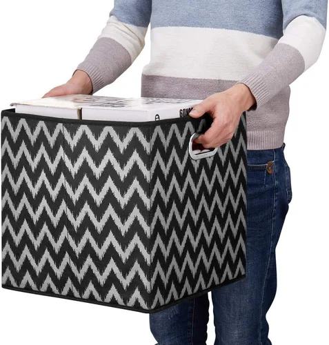 Miniatura 2 de QY-SC03-3 - Cajas de almacenamiento plegables de 13 x 13 x 13 pulgadas, cubos de almacenamiento de tela, cubos negros, cubos de almacenamiento