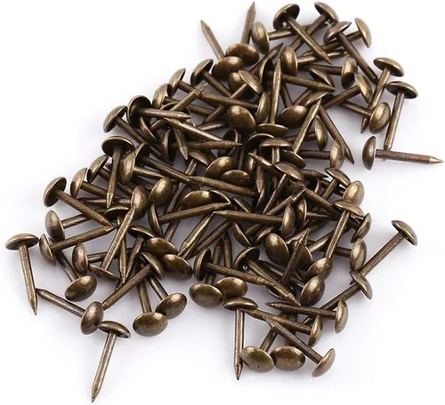 Yosoo 100 piezas de clavos decorativos de madera para tapicería de bronce antiguo para decoración de muebles del hogar (tamaño: tipo 1-bronce verde)