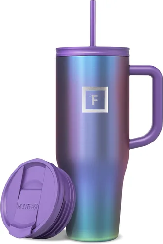 Miniatura 14 de IRON °FLASK Co-Pilot - Vaso aislante de 40 onzas con pajita y tapas abatibles - Botella con portavasos para bebidas frías o calientes - A prueba