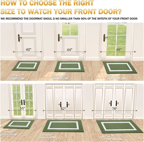 Miniatura 8 de OLANLY Alfombra para Puerta Interior, 71x47, Antideslizante Absorbente Resistente a la Suciedad Alfombra de Entrada, Lavable de Perfil Bajo Verde