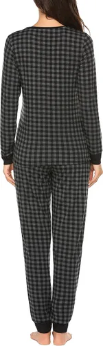 Miniatura 231 de Ekouaer Conjunto de pijama de manga larga para mujer, ropa de dormir suave con cuello redondo y bolsillos