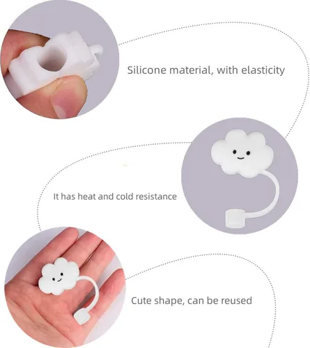 Miniatura 2 de 10 fundas de popote para popotes reutilizables, protector de paja con forma colorida para popotes de 6 a 0.315 in, sellado hermético a prueba