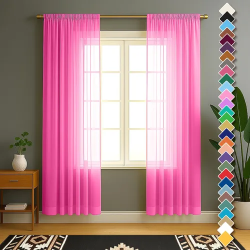 Miniatura 26 de YHSF Cortinas traslúcidas – Juego de 2 paneles para decoración del hogar – Elegantes cortinas de gasa sólida con bolsillo para barra