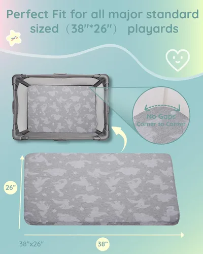 Miniatura 3 de Lilian&Gema Cubrecolchón Pack and Play 38"x26"x1.5", Colchón Portátil para Parque Infantil, Cubrecolchón Pack N Play, Colchón Suave y Transpirable