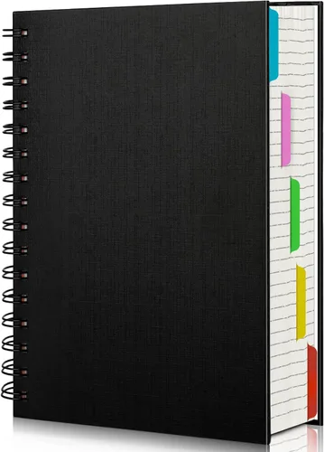 Miniatura 19 de EUSOAR - Cuaderno en espiral de tapa dura para universidad, rayado, paquete de 3 cuadernos A5 de 5.5"x8.3", con 5 divisiones, para escritura, tapa