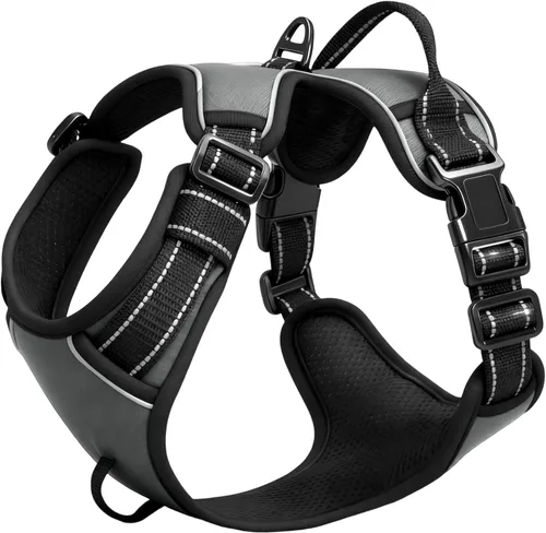 Miniatura 63 de Arnés para perro sin tirones, chaleco reflectante ajustable y acolchado para mascotas con asa de fácil control, fácil de llevar con nudo elegante
